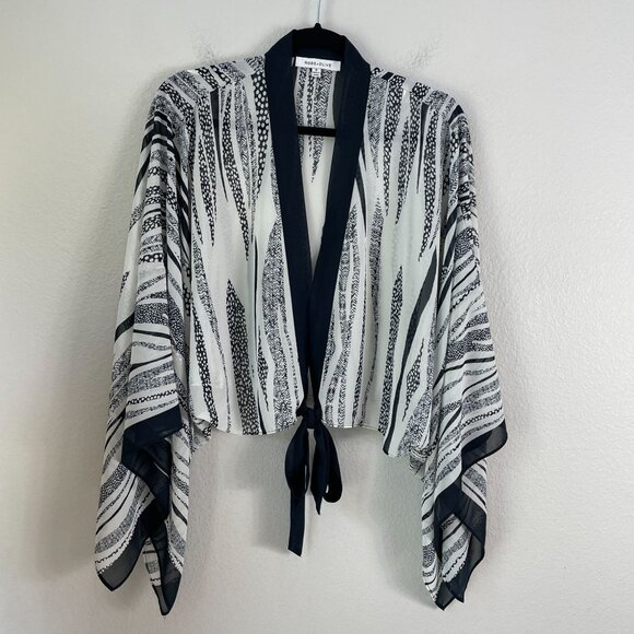 Rose+Olive Womens Medium Kimono Cardigan Shrug Top Tie Front - Picture 7 of 11